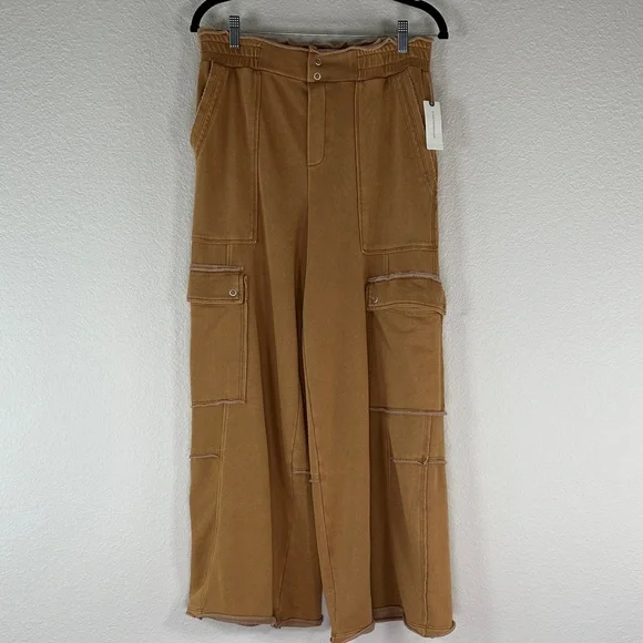Daily Practice Anthropologie Women's Wide Leg Tan Utility Cargo Pants - Picture 5 of 16